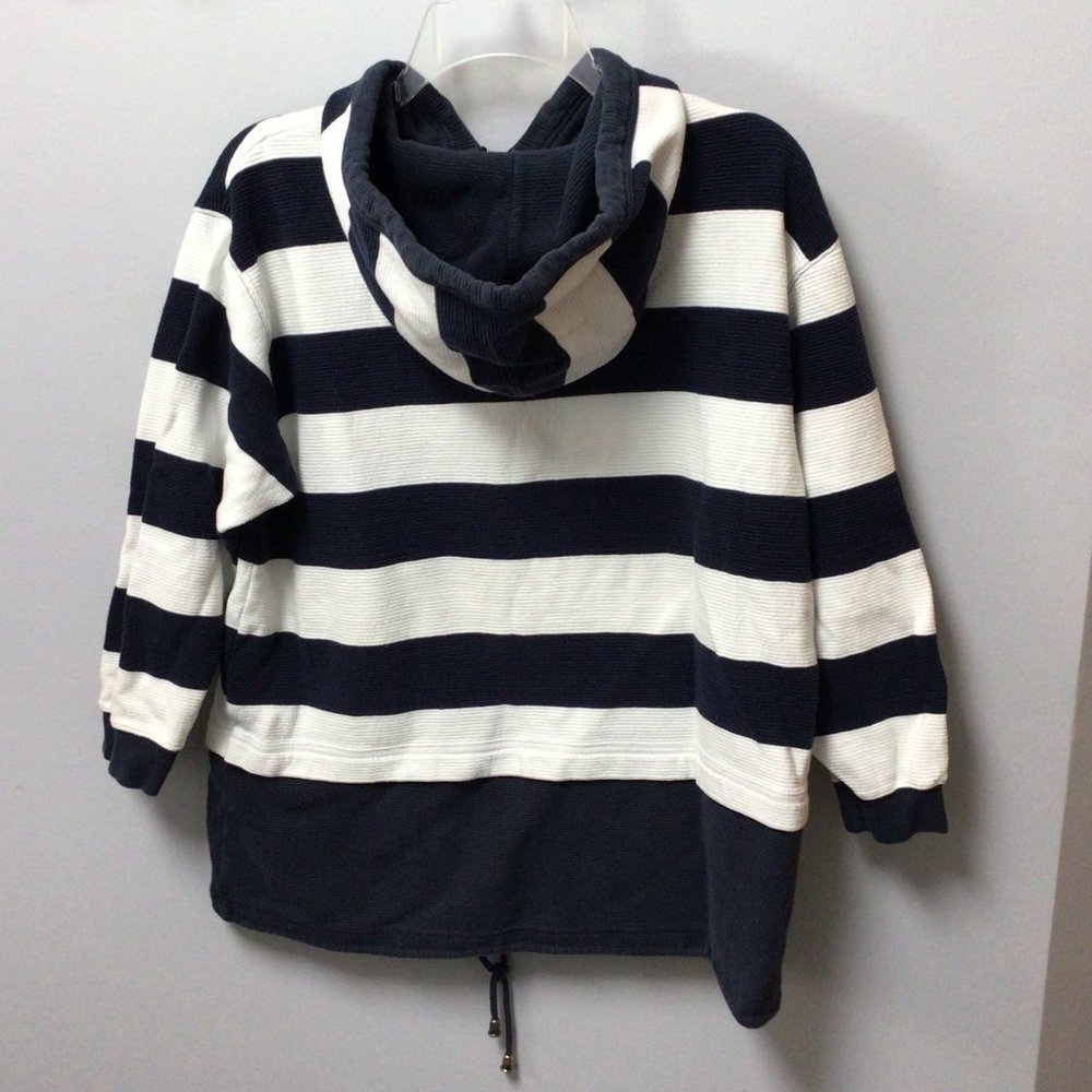 Liz & Co (Liz Claiborne) - Blue & white stripe hoodie sweatshirt - Picture 4 of 10
